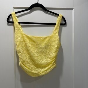 White Fox Boutique Yellow Lace Crop Top